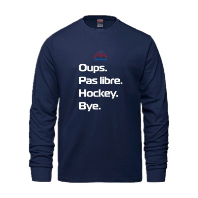 Chandail manche longue, texte hockey adulte